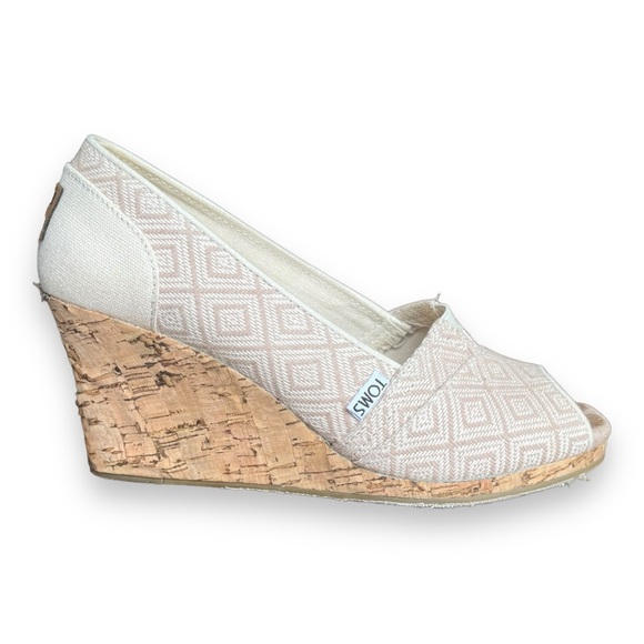 Toms Stella Open Toe Wedges in Natural Yarn Dye Diamond Pattern - Picture 2 of 12